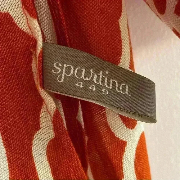 Spartina 449 pumpkin Orange Patterned Scarf with Fringe - Picture 6 of 7